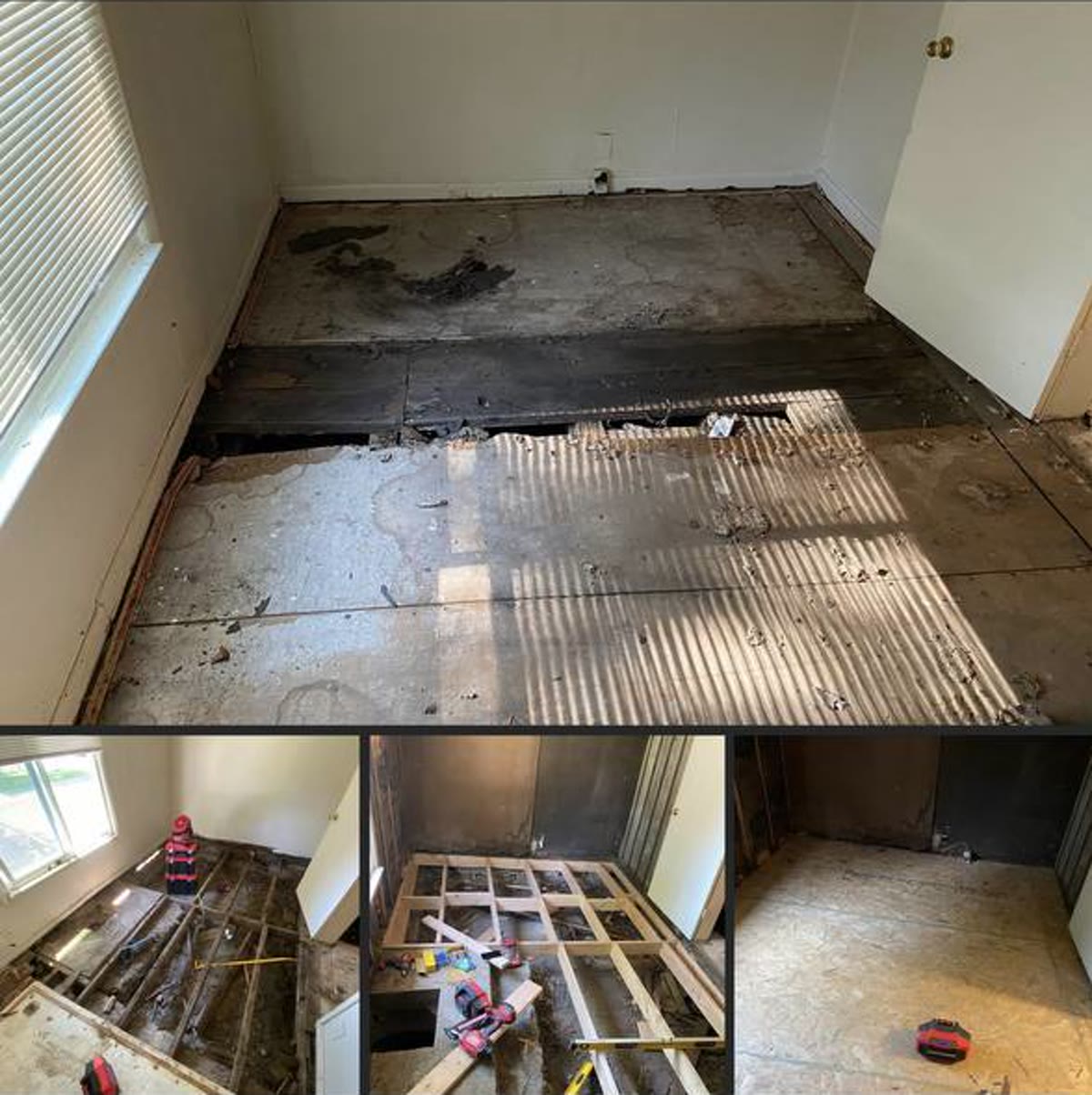 Structural floor repair work in progress