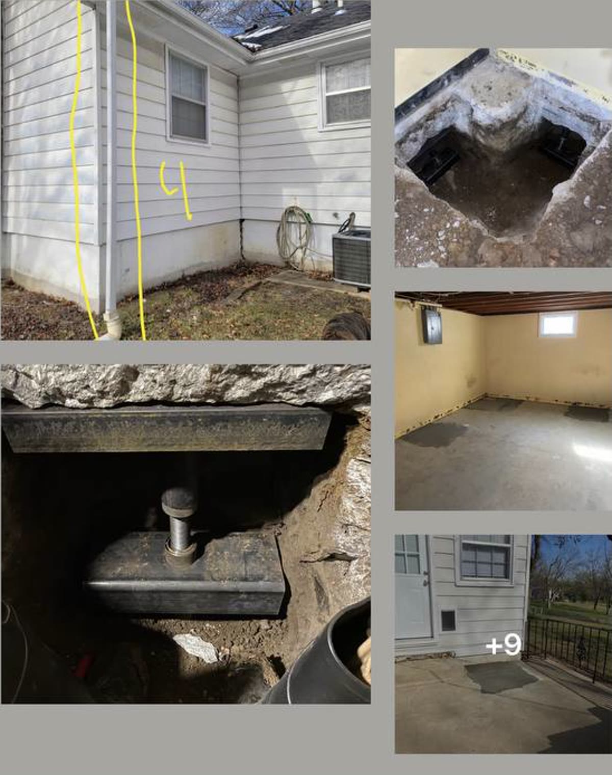 Foundation repair and waterproofing project collage
